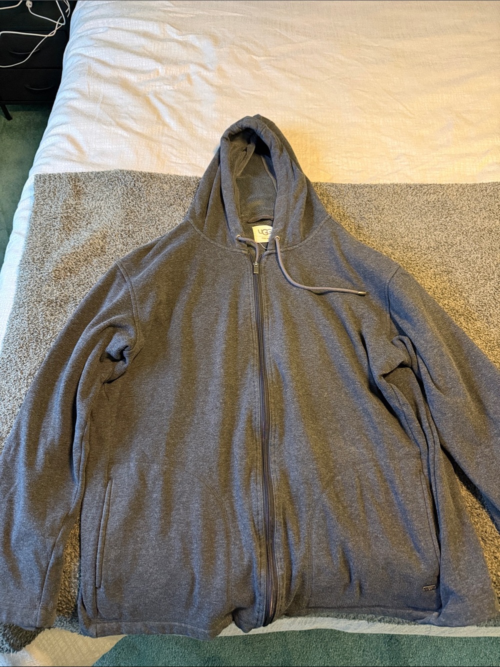 UGG Men’s Charcoal Zip-Up Hooded Sweater